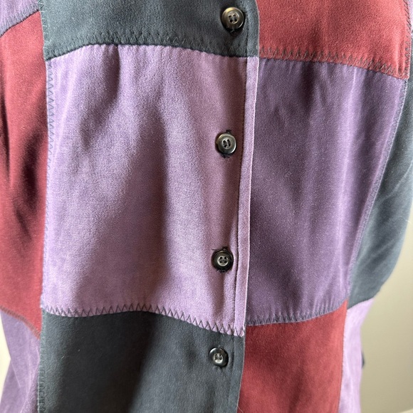 White Stag Colorblock Button Vest Black Burgundy Purple Stretch Size L - Picture 2 of 4